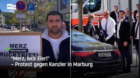 "Merz, leck Eier!" – Protest gegen Kanzler in Marburg