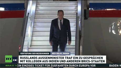 Sergei Lawrow zu einem offiziellen Besuch in Indien eingetroffen