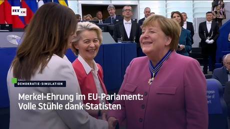 Merkel-Ehrung im EU-Parlament: Volle Stühle dank Statisten