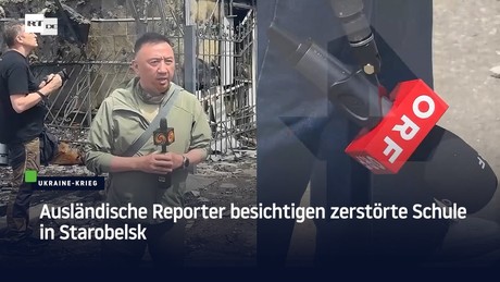 Ausländische Reporter besichtigen zerstörte Schule in Starobelsk