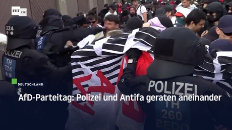 AfD-Parteitag: Polizei und Antifa geraten aneinander