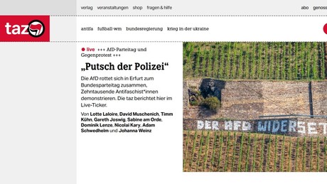 Wahnsinns-Ticker: Neues taz-Logo? Zum AfD-Parteitag auch optisch auf Antifa-Linie