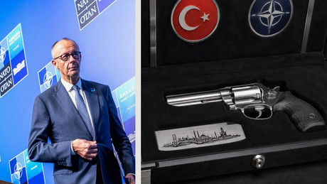 Merz jetzt Revolvermann – Erdoğan verteilt Schusswaffen an Gipfelgäste