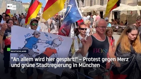 "An allem wird hier gespart!" – Protest gegen Merz und grüne Stadtregierung in München