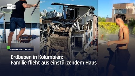 Erdbeben in Kolumbien: Familie flieht aus einstürzendem Haus