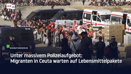 Unter massivem Polizeiaufgebot: Migranten in Ceuta warten auf Lebensmittelpakete