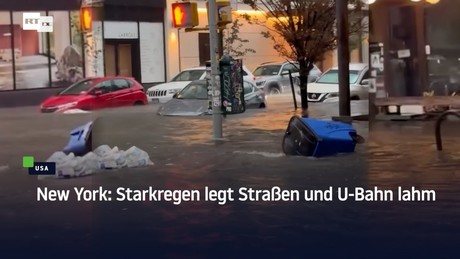 New York: Starkregen legt Straßen und U-Bahn lahm