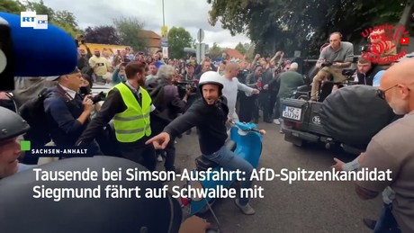 Tausende bei Simson-Ausfahrt: AfD-Spitzenkandidat Siegmund fährt auf Schwalbe mit