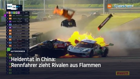 Heldentat in China: Rennfahrer zieht Rivalen aus Flammen