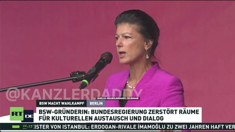 BSW-Wahlkampf in Berlin: Wagenknecht fordert neuen Dialog mit Moskau