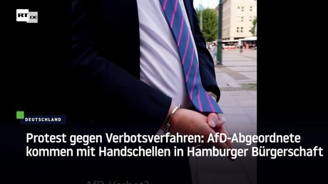 Protest gegen Verbotsverfahren: AfD-Abgeordnete kommen mit Handschellen in Hamburger Bürgerschaft