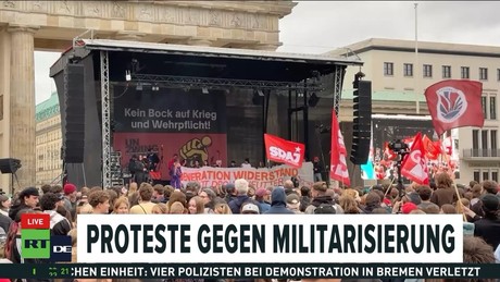 Proteste gegen Wehrpflicht und Aufrüstung in mehreren deutschen Städten