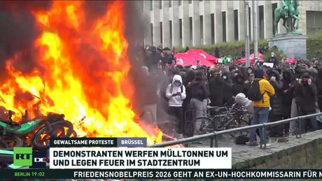 Massenproteste in Brüssel gegen Sparpolitik – Zusammenstöße mit Polizei