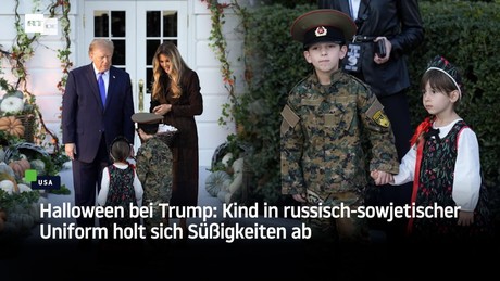 Halloween bei Trump: Kind in russisch-sowjetischer Uniform holt sich Süßigkeiten ab