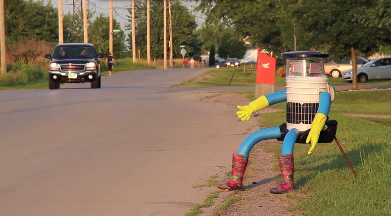 Robo-mission impossible? Talking robot on trans-US hitchhike stuck in Boston for 7 days!