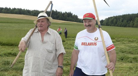 French-turned-Russian actor Depardieu takes farming lesson from Belarus president