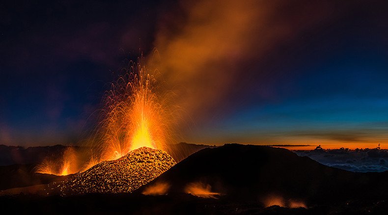 Stunning footage of Reunion island volcano spewing lava (VIDEO)