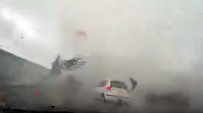 Gone with the wind: Car gets blown away by typhoon in Taiwan (VIDEO)