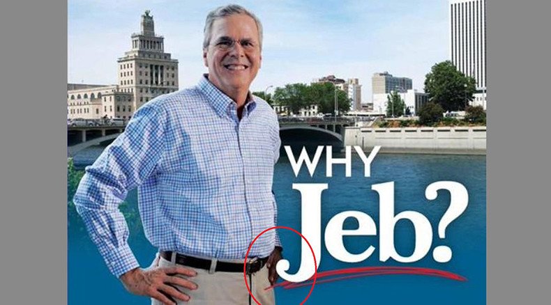 Laughing stock (photo): Web mocks Jeb Bush’s ‘black hand’ in campaign leaflet fail