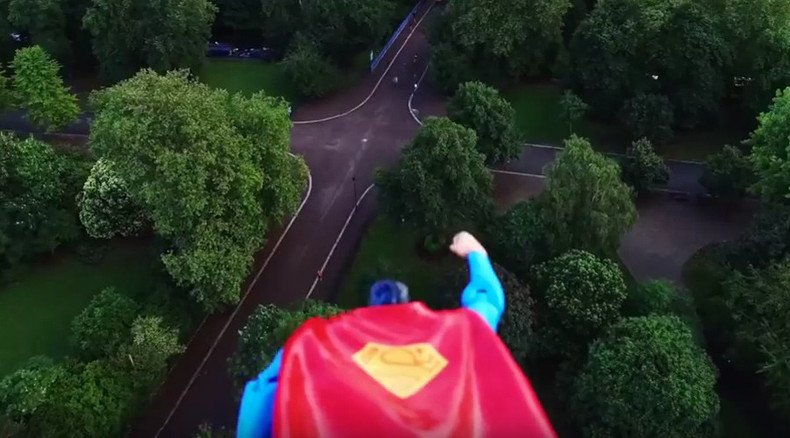 Toy-Superman attached to drone patrols skies over London (VIDEO)