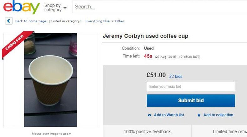 Corbyn’s used coffee cup sells for £51 on eBay