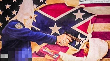 ‘Get the blacks out’: Racist political fliers show KKK cop pointing gun at black kid