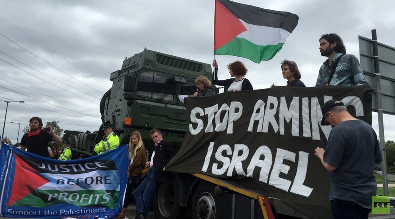 ‘Stop arming Israel!’ Campaigners launch blockade ahead of London arms fair