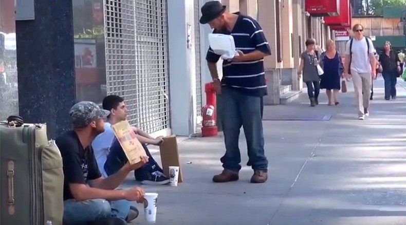 Shocking video shows NY man throwing food on homeless vet