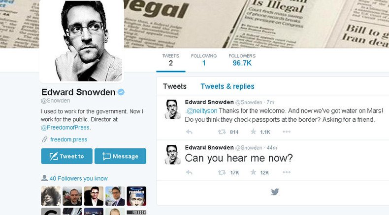 'Can you hear me now?' Edward Snowden joins Twitter, follows only NSA