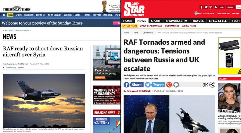 UK MoD denies tabloid reports RAF 'ready to shoot down' Russian planes over Iraq