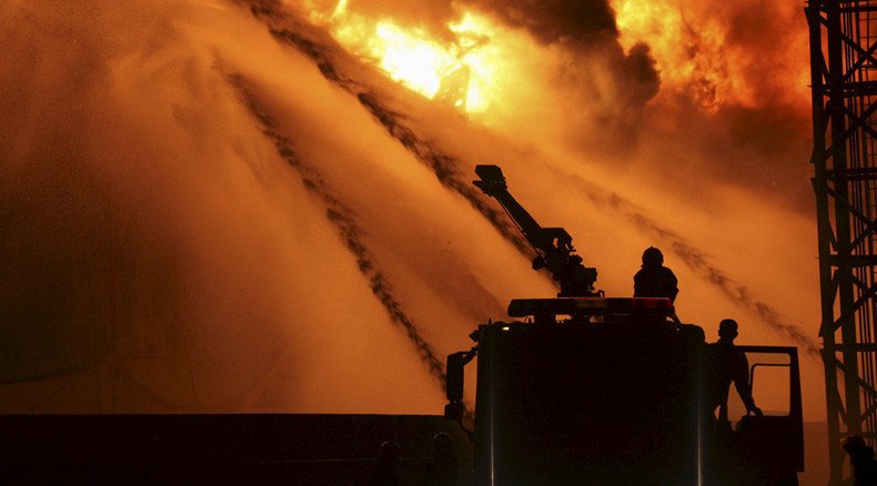 Fire at warehouse in Tianjin, China, alcohol spill suspected (VIDEO)