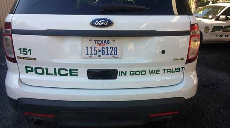 In God We Trust? Texas man protests new police car message