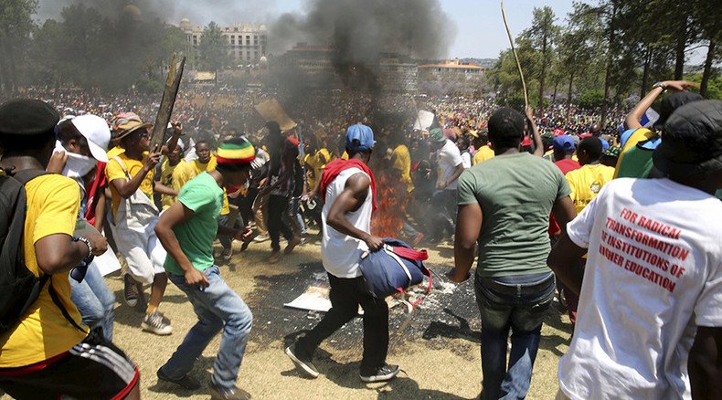 S. African police fire tear gas, water cannon at thousands of students protesting fee hikes