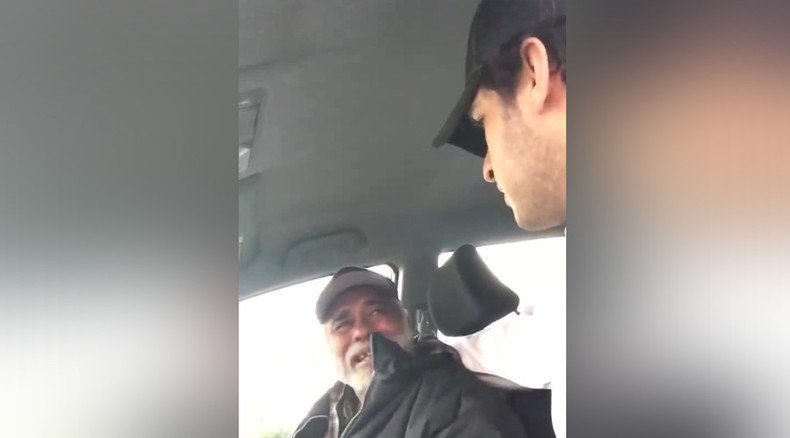 Homeless war veteran bursts into tears as passer-by buys him food at California gas station (VIDEO)