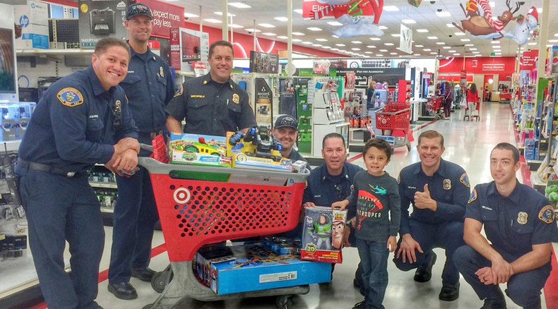 Firefighters take 5yo hero who saved his grandma on toy shopping spree