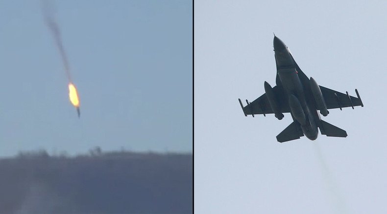 Turkish F16 fighter shot down Russian Su-24 jet over Syria, MoD confirms  (VIDEO) — RT World News