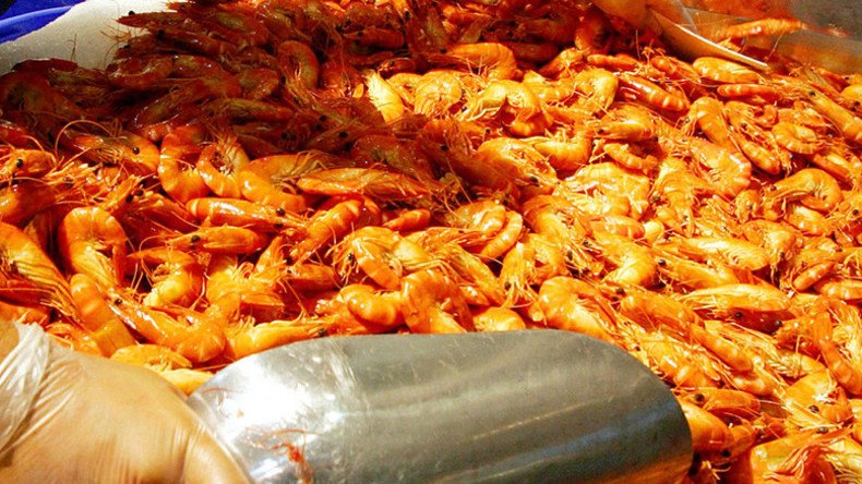 Playing with food: Thieves pelt police with frozen shrimp while trying to break up chase  