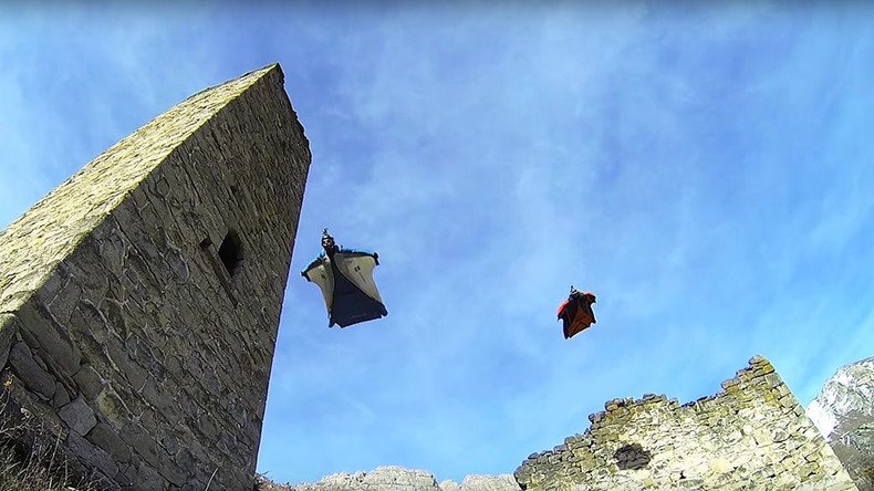 Thrilling base jump over Russia’s ancient Ingush towers (VIDEO)