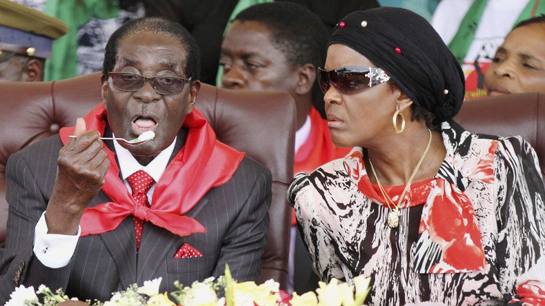 91 year-old Mugabe asks wife's permission to drink vodka