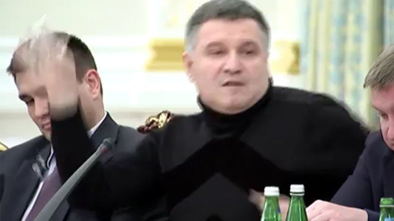 'Street-style brawl': Ukrainian minister throws glass of water at ex-Georgian president (FULL VIDEO)