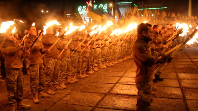 ‘Coming after you:’ Ukrainian ultranationalists stage Nazi-like torch parade