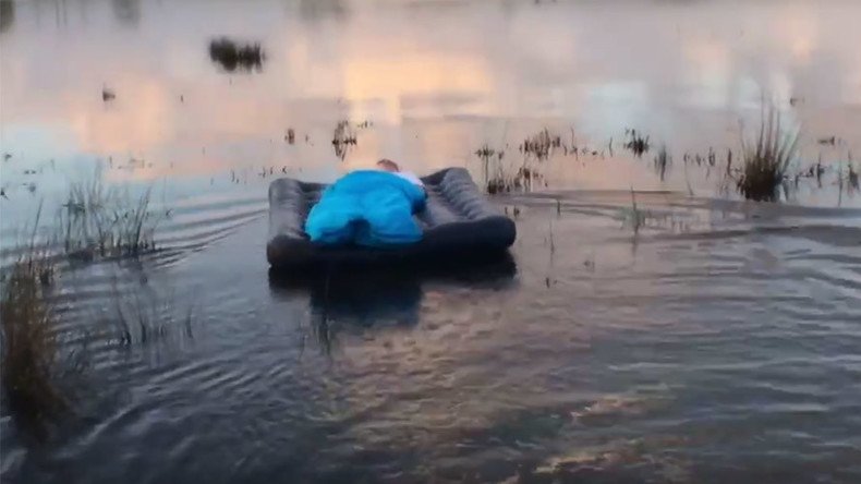 Practical joker drags sleeping friend’s airbed into lake in cruel wakeup call (VIDEO)
