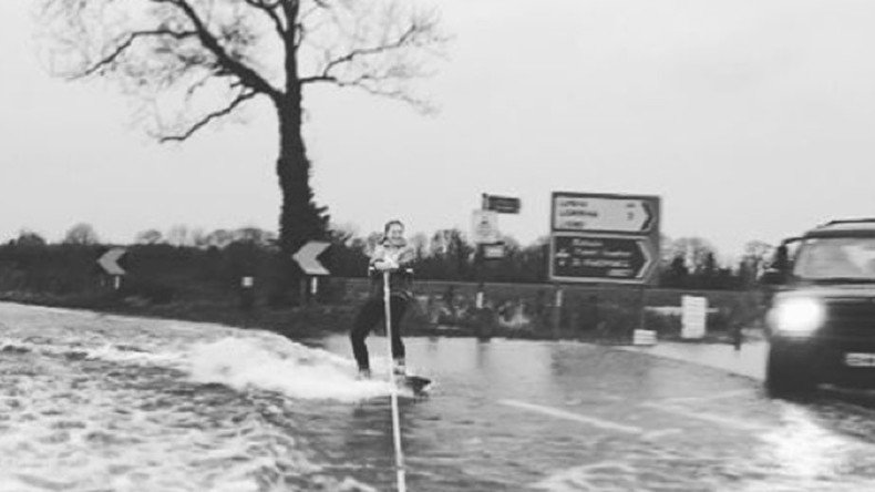 Nightmare floods turn Irish roads into… wakeboarding paradise (VIDEO)