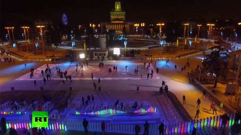 Winter wonder: RT drone films Europe’s largest skating rink in Moscow (VIDEO)