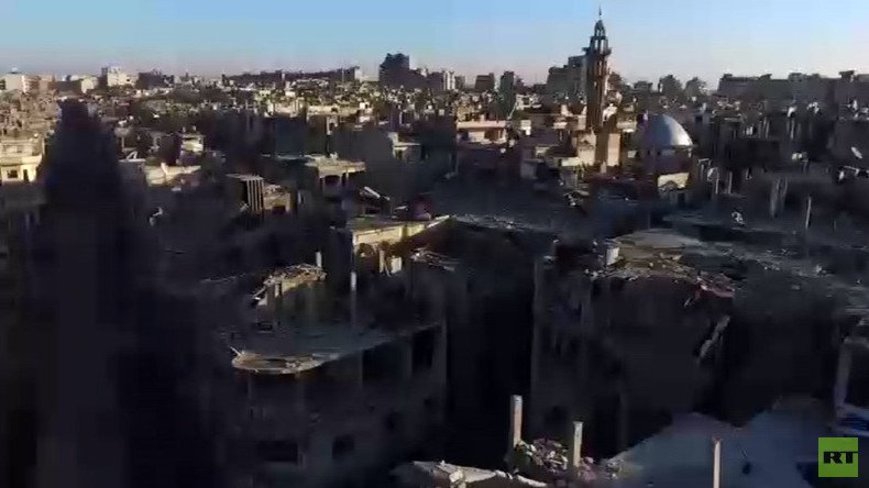 RT EXCLUSIVE: Drone footage shows total devastation in Homs