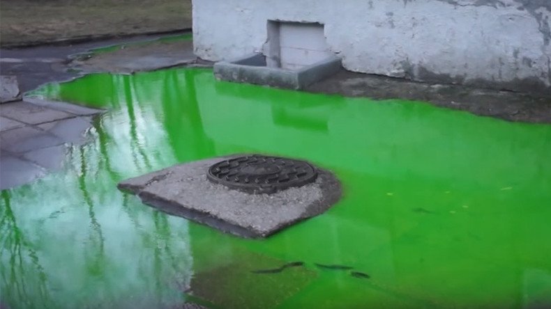 Mysterious acid-green liquid swamps backyard in Kaliningrad (VIDEO, PHOTOS)