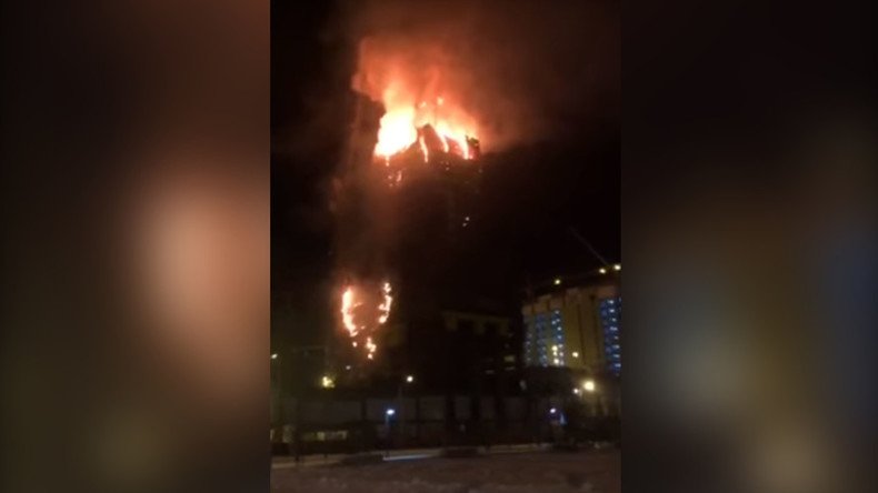 Huge fire at Abu Dhabi Plaza high-rise in Astana (VIDEO)