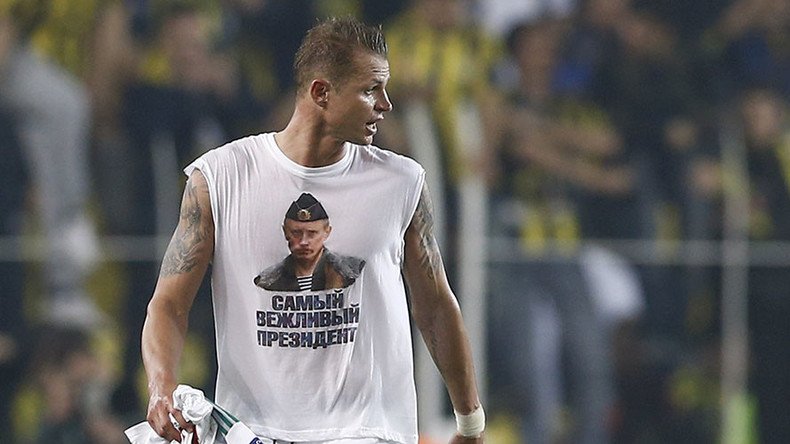Get shirty: Russian footballer outrages Turkish fans and media with Putin tee