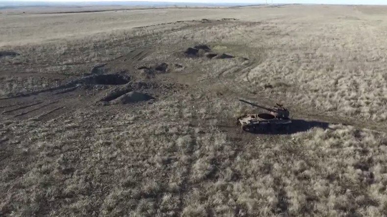 Drone footage shows one of Ukraine's bloodiest battlefields, Debaltsevo, 1yr on