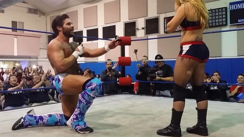 Tale of two rings: Wrestler proposes to opponent, then knocks her out (VIDEO)